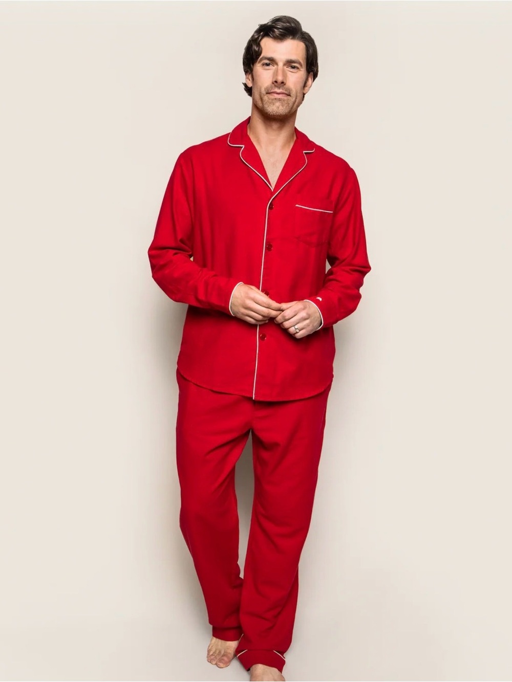 Petite Plume Men’s Flannel Pajama Set in Red NWOT